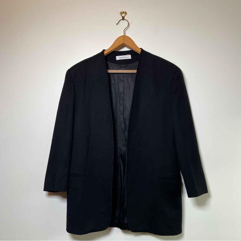 Max Mara Wool and Cashmere Open Boxy Coat